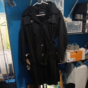 London Fog Black Double-Breasted Trench Coat